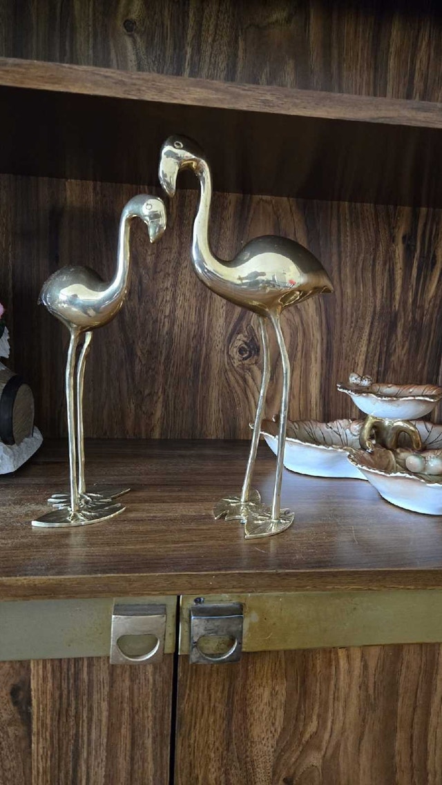 Vintage Brass Flamingo Pair - Hollywood Regency / MCM Decor - photo 3
