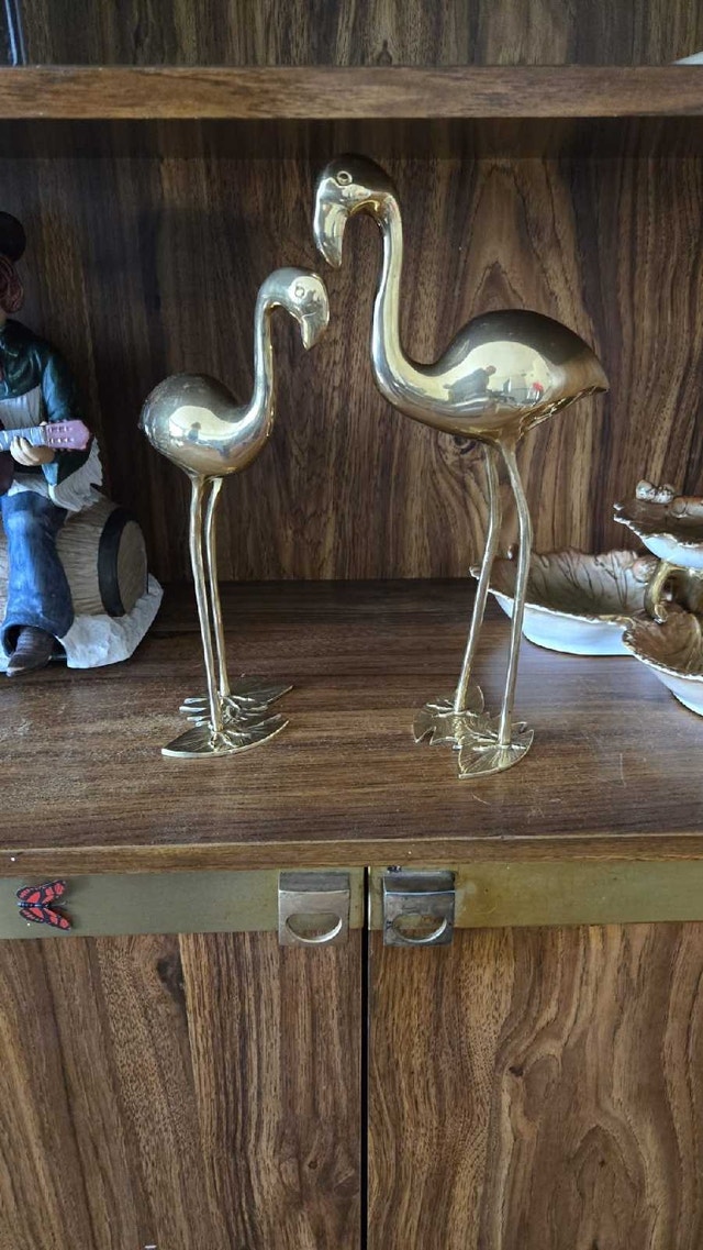 Vintage Brass Flamingo Pair - Hollywood Regency / MCM Decor - photo 4