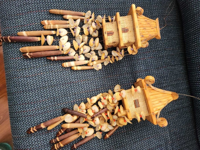 Mid-Century Pagoda Shell Wind Chimes - Pair from Philippines - photo 2