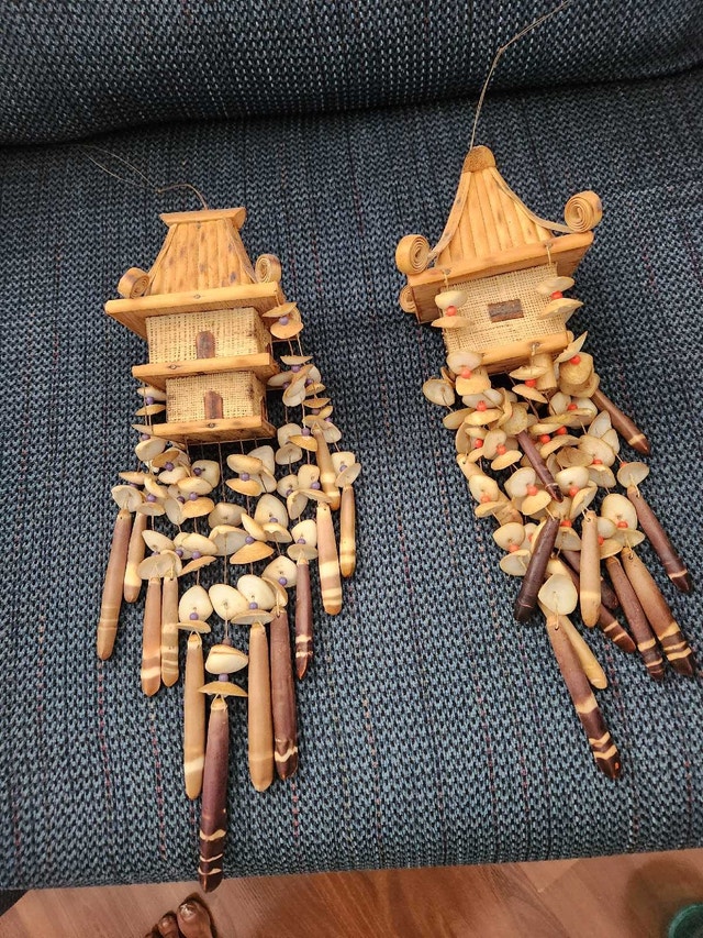 Mid-Century Pagoda Shell Wind Chimes - Pair from Philippines - photo 5