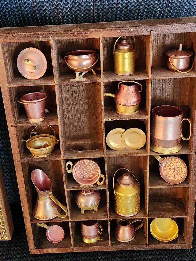 Vintage 3-Piece Copper/wood Kitchen Wall Decor MCM Style - photo 2
