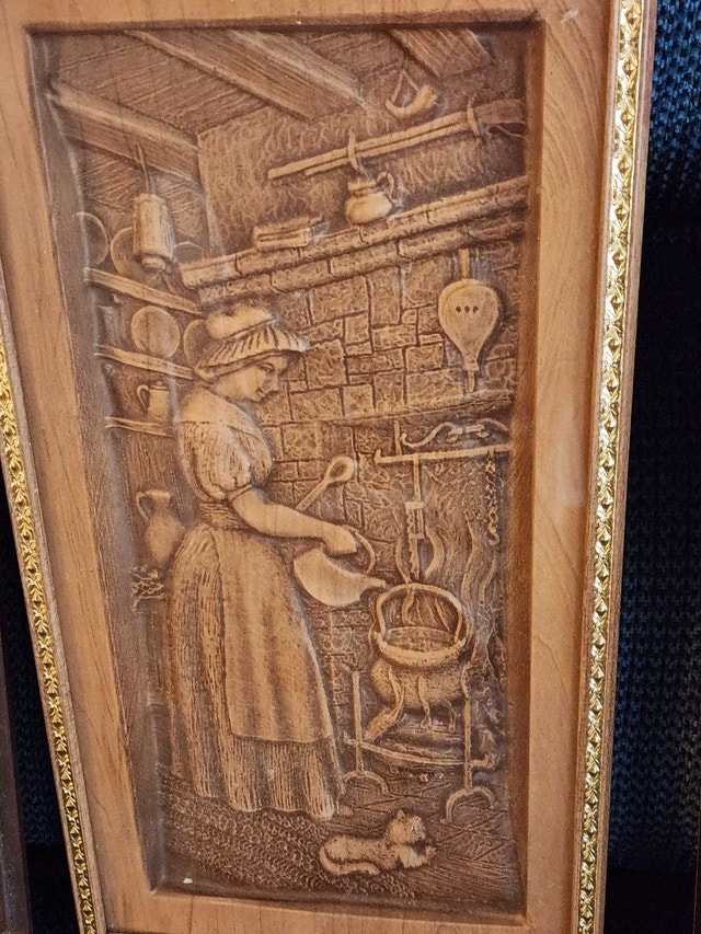 Vintage 3-Piece Copper/wood Kitchen Wall Decor MCM Style - photo 4