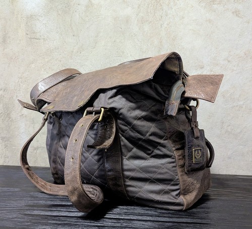 Belstaff Quilted Waxed Cotton & Leather Travel Duffel Bag