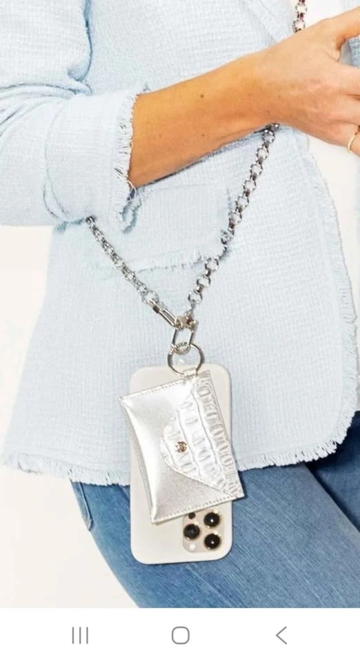 Phone Crossbody with Silver Metal Chain - Hands-Free Phone Chain - photo 2