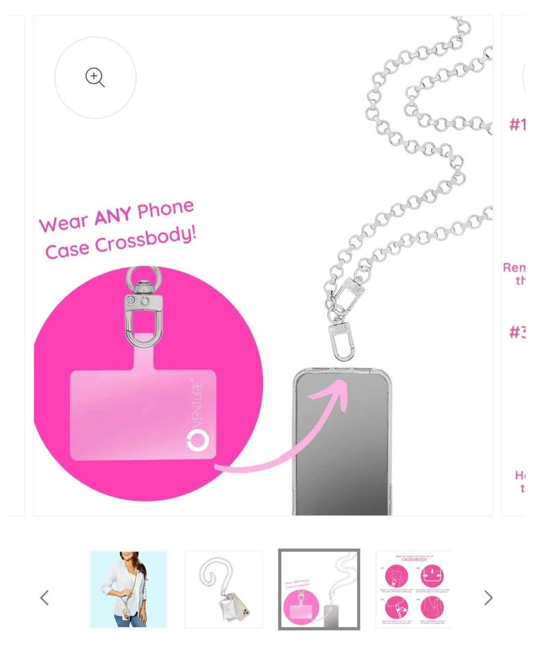 Phone Crossbody with Silver Metal Chain - Hands-Free Phone Chain - photo 4