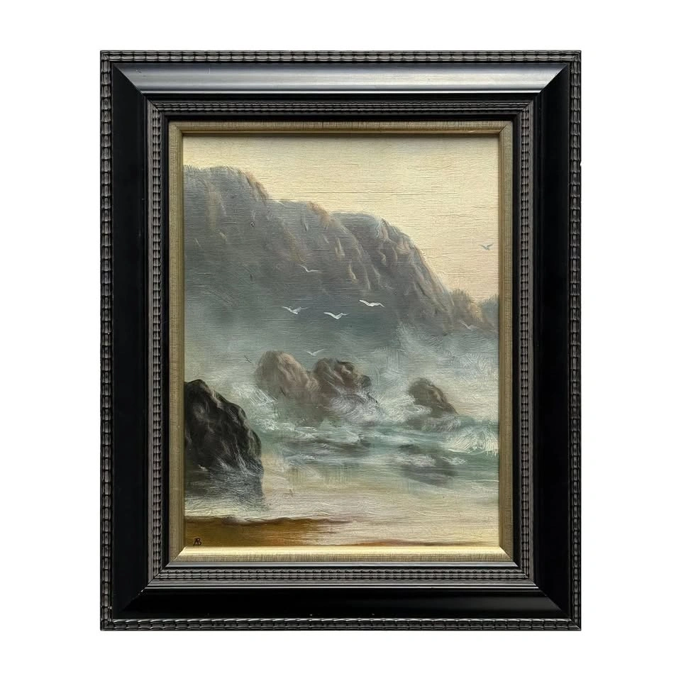 Original Coastal Seascape Oil Painting on Board – Signed & Frame - photo 2