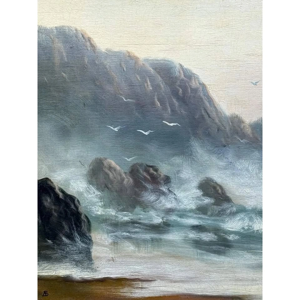 Original Coastal Seascape Oil Painting on Board – Signed & Frame - photo 3
