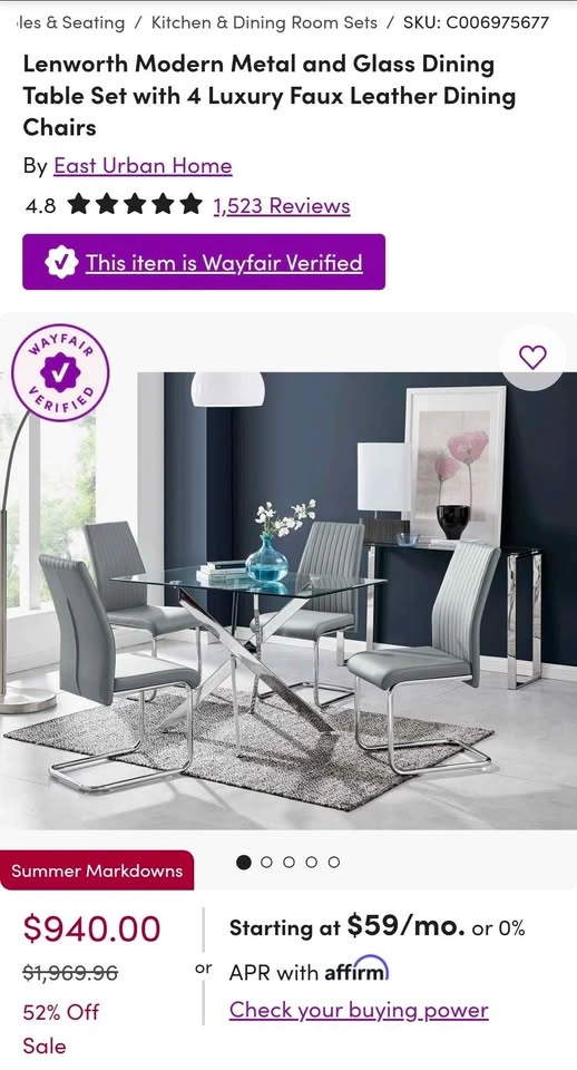 Modern Glass Top Dining Table w/ Interlocking Chrome Legs - photo 2