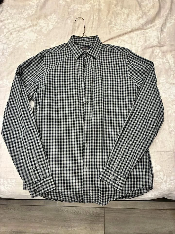 Zara Man Slim Fit Black White Checkered Button Up Shirt