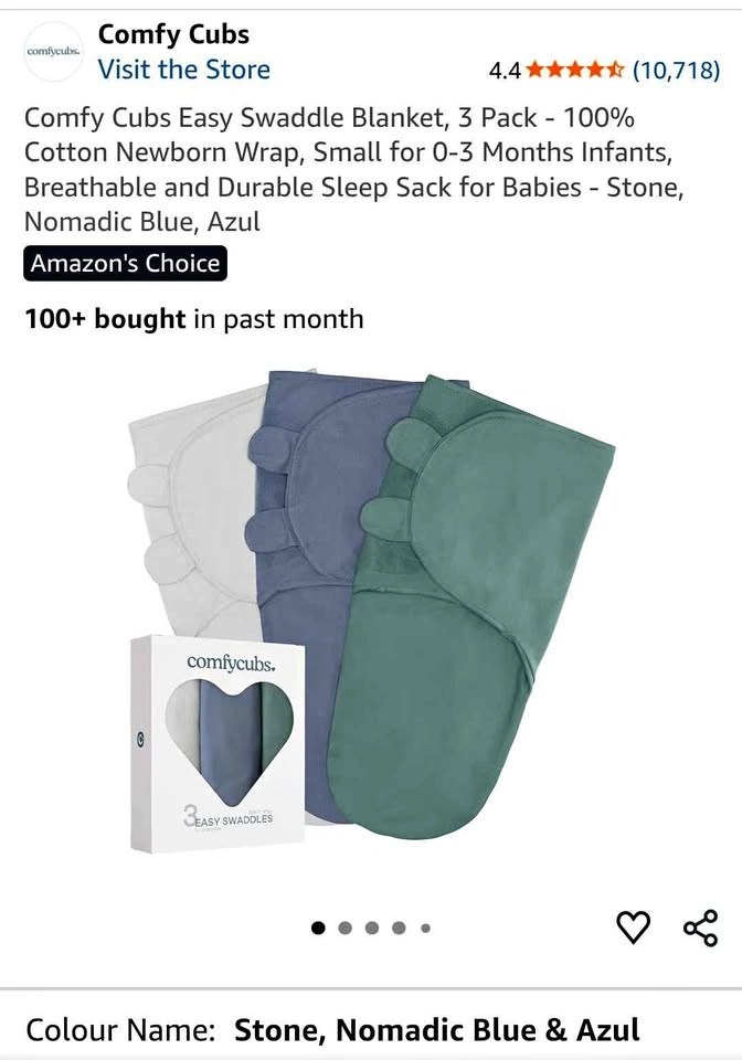 3 pack swaddle blankets- 0 to 3 month