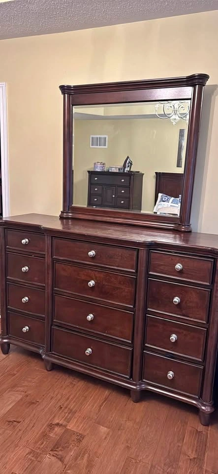 Dark Wood Dresser with Mirror