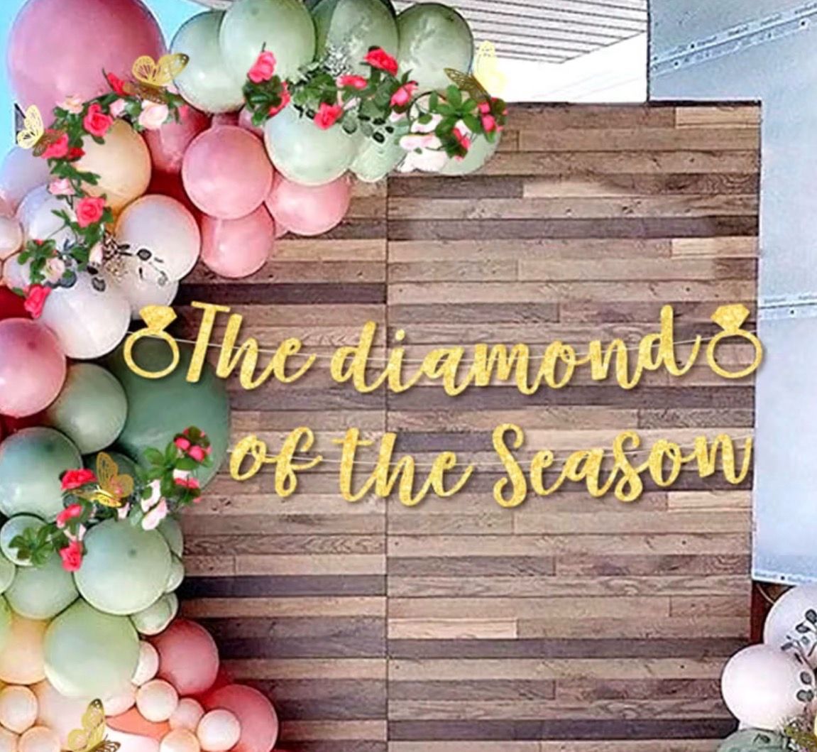 Diamond of the Season Gold Glitter Banner for bridal shower