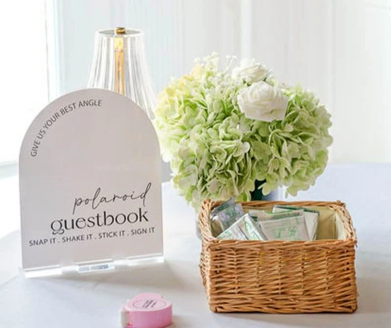 Wedding signage guestbook Polaroid with stand