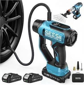 SEESII 3-in-1 Cordless Tire Inflator, Vacuum & LED Light