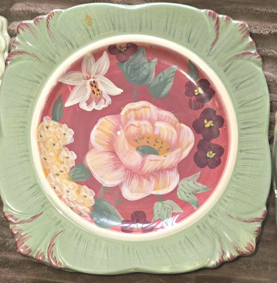 Certified International Floral Tapestry Square Salad Plates - Se