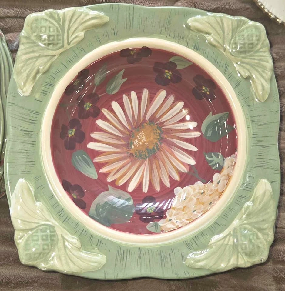 Certified International Floral Tapestry Square Plates - Set of 8