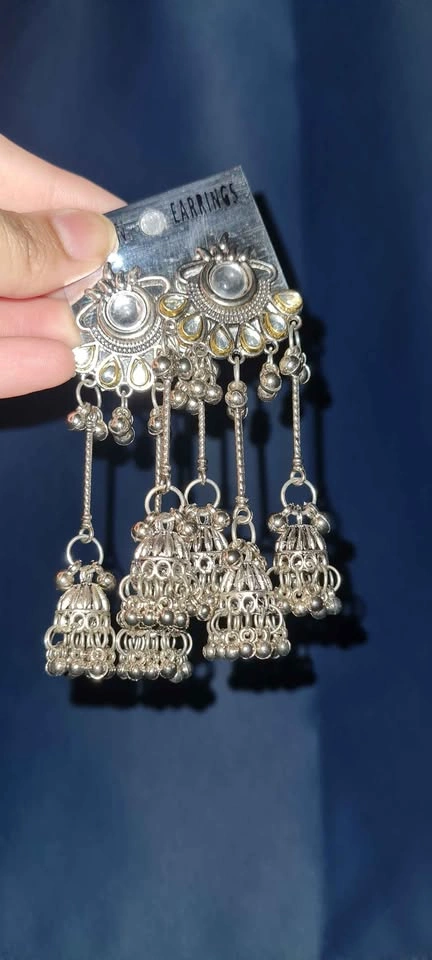 Oxidized Silver Jhumka - photo 3
