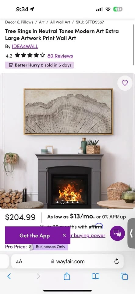 Tree Rings in Neutral Tones Modern Art Extra Large Artwork - photo 3