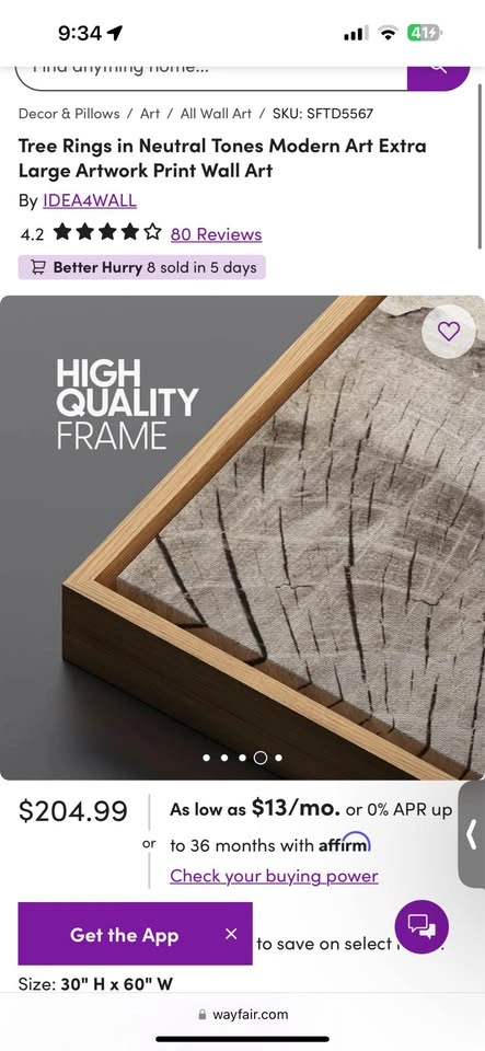 Tree Rings in Neutral Tones Modern Art Extra Large Artwork - photo 4