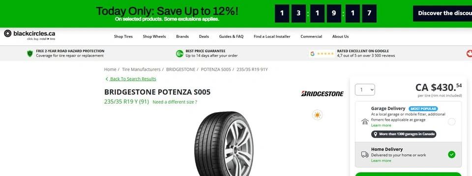 235/35/19 Bridgestone Potenza S005 Summer Tires - photo 2