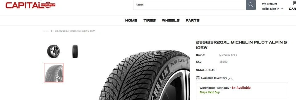 265/40/20 and 295/35/20 Michelin Pilot Alpin 5 Winter Tires - photo 2