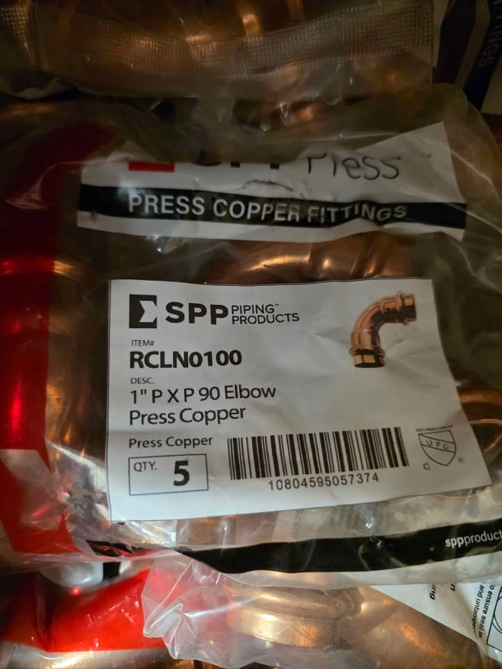NEW 1" 90 Degree Elbow Press Copper Fittings - photo 2