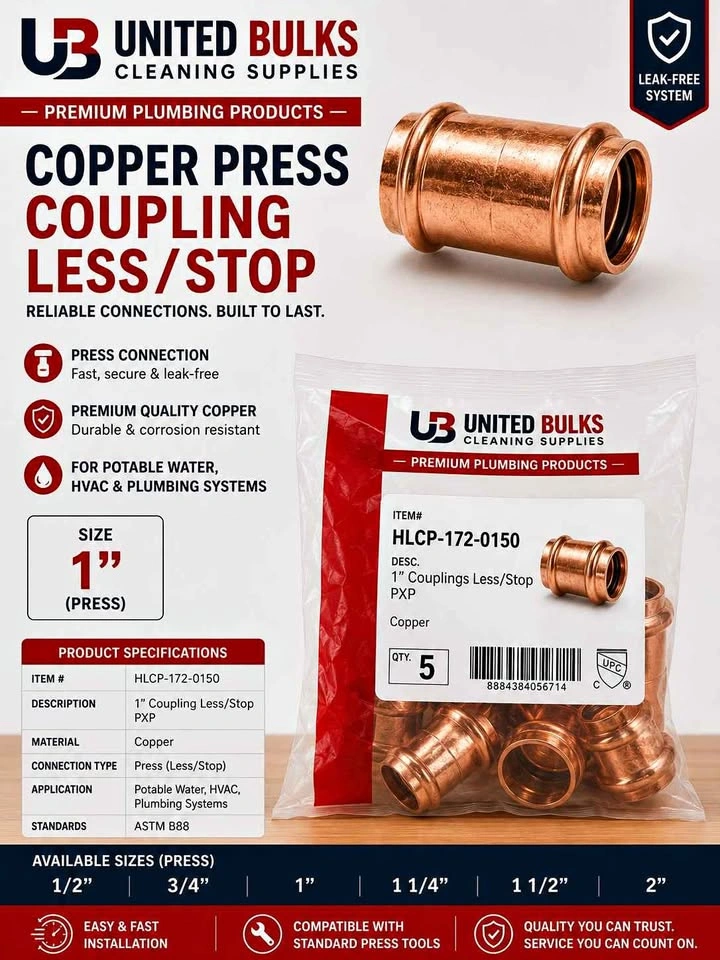 1" Copper Press Coupling Less/Stop