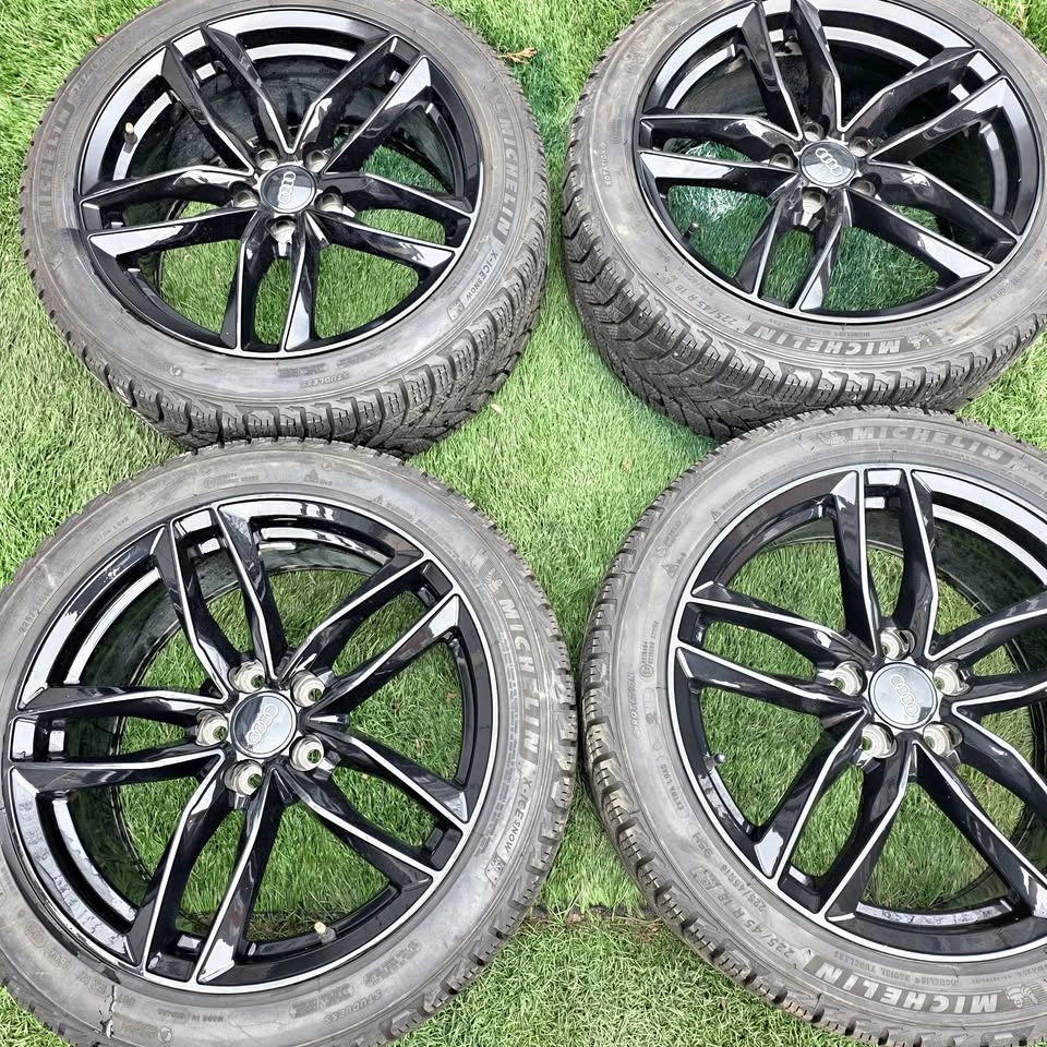 225/45/18 Michelin Winter Tires with Black Alloy Rims 5x112