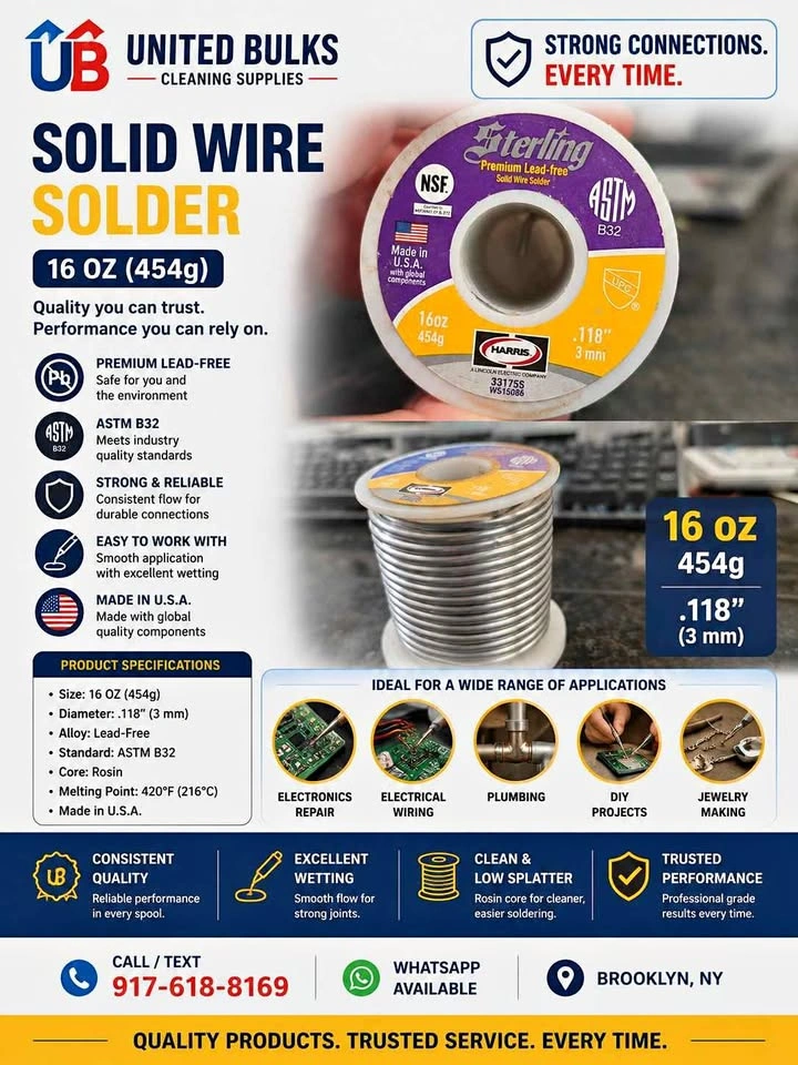Harris Sterling Lead-Free Solid Wire Solder 16 oz