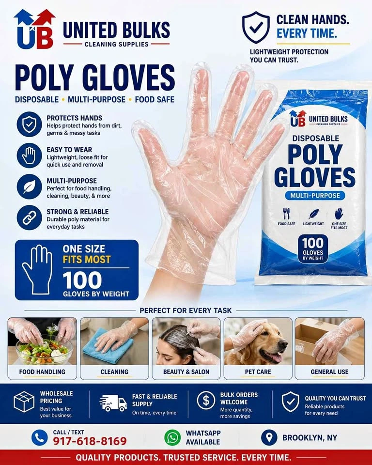 United Bulks Poly Gloves - 1 box