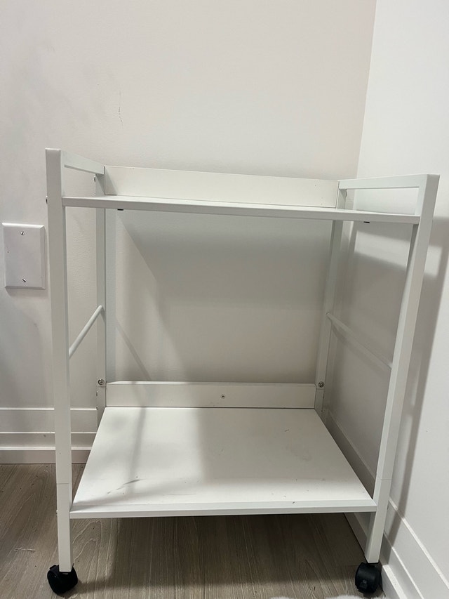 White Two-Tier Rolling Storage Cart