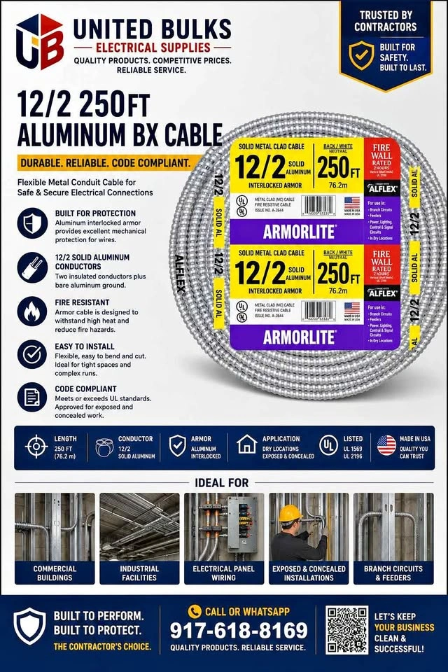 Armorlite 12/2 250ft Aluminum BX Cable
