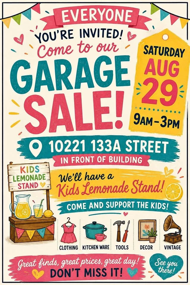 Garage Sale - Saturday Aug 29