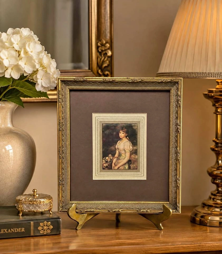 Vintage Renoir “Girl Carrying a Basket of Flowers” Framed Art