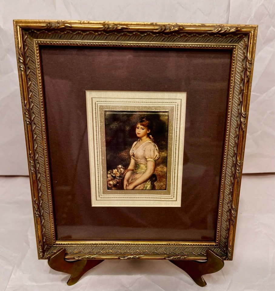 Vintage Renoir “Girl Carrying a Basket of Flowers” Framed Art - photo 2