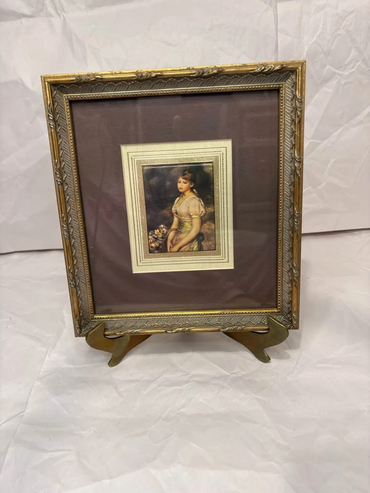 Vintage Renoir “Girl Carrying a Basket of Flowers” Framed Art - photo 3