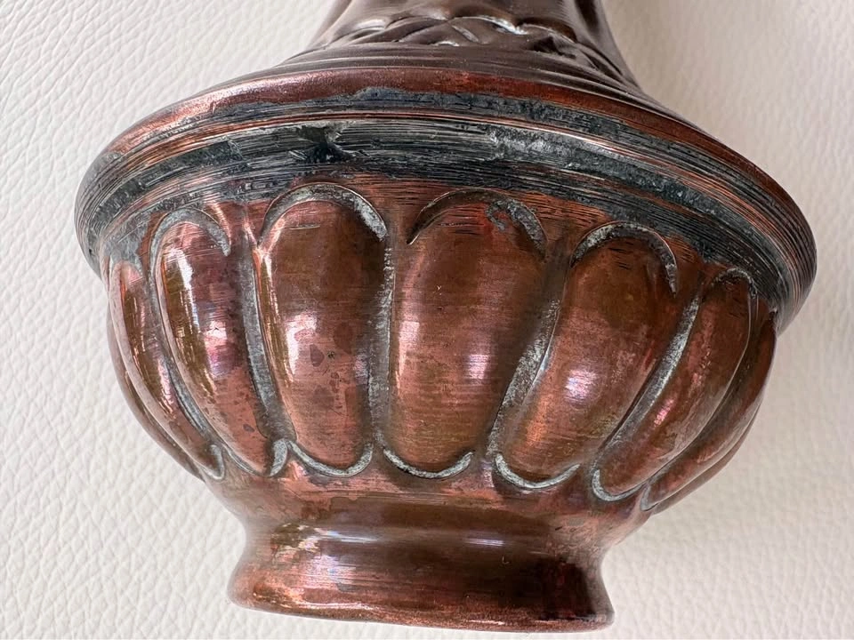 Pair of Vintage Hand-Etched Copper Vases - photo 4
