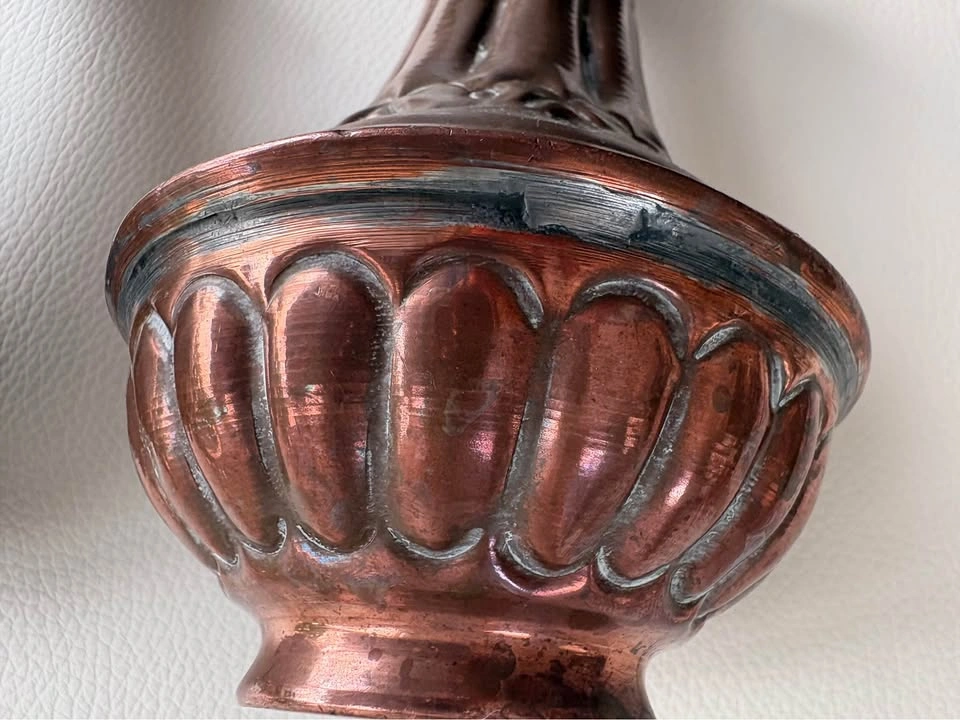 Pair of Vintage Hand-Etched Copper Vases - photo 5