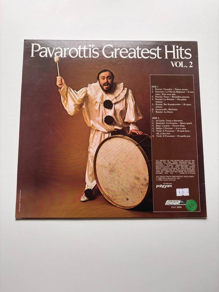 Pavarotti's Greatest Hits Vol. 2 Vinyl Record - photo 2