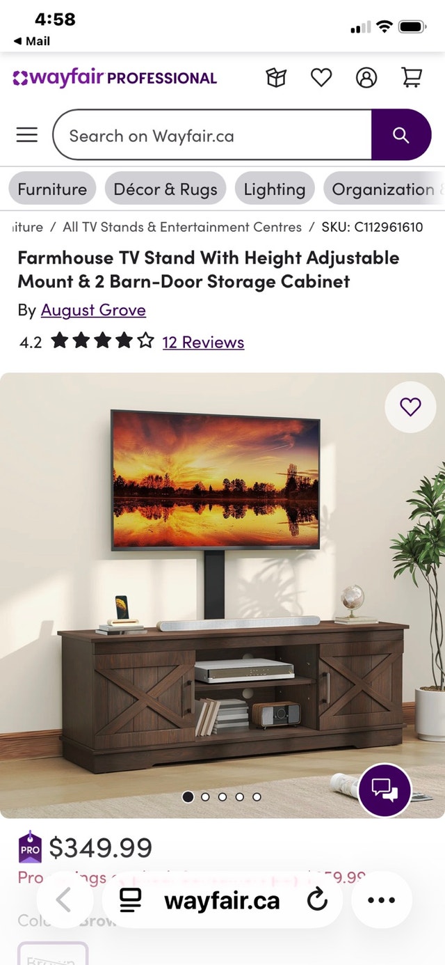 TV Stand With Height Adjustable Mount