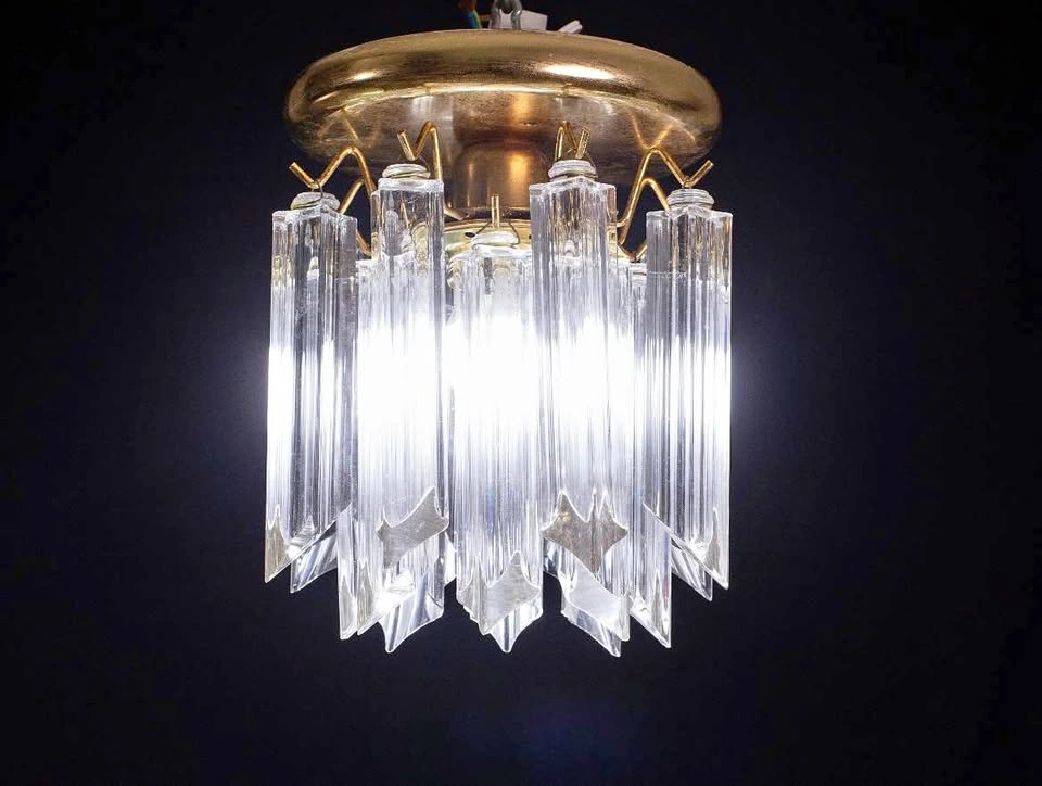 Vintage Murano Venini Trilobi Glass Flush Mount Chandelier