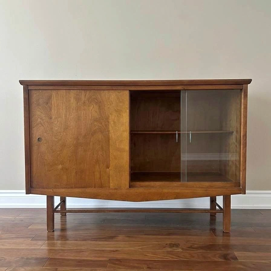 Mid Century Solid Wood Display Cabinet
