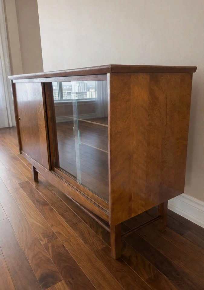 Mid Century Solid Wood Display Cabinet - photo 2