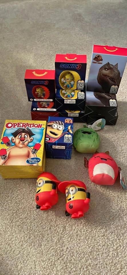 McDonald's Happy Meal Toys, Hasbro Operation Game, and Squishmal