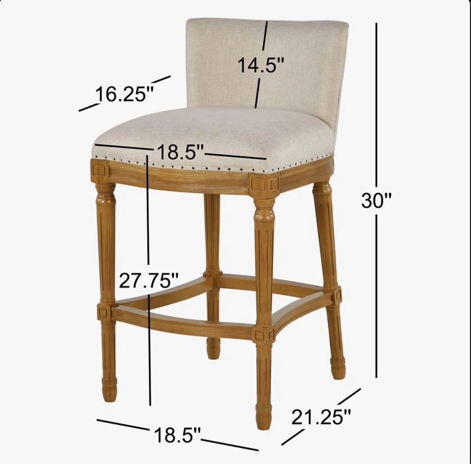 Caroline 27.75” Counter Height Bar Stool – Natural Finish - photo 3