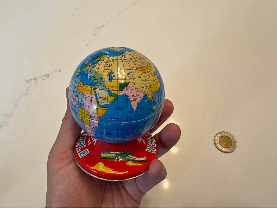 Vintage Tin Bank of the World Globe