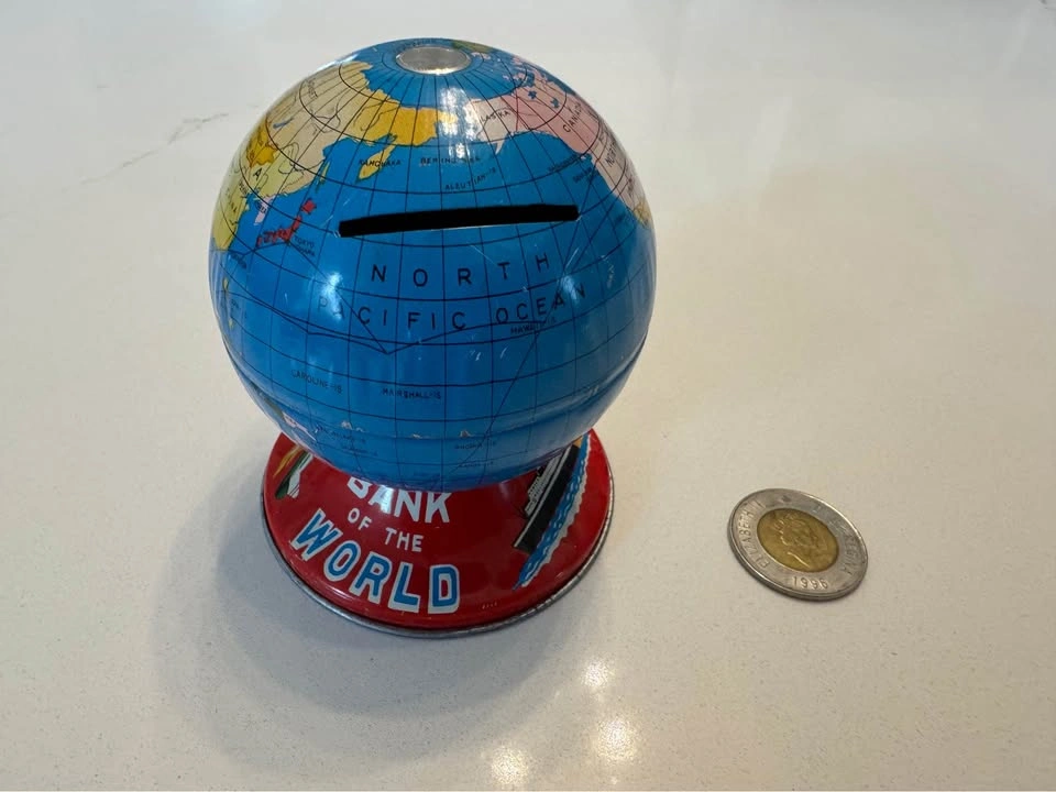 Vintage Tin Bank of the World Globe - photo 4