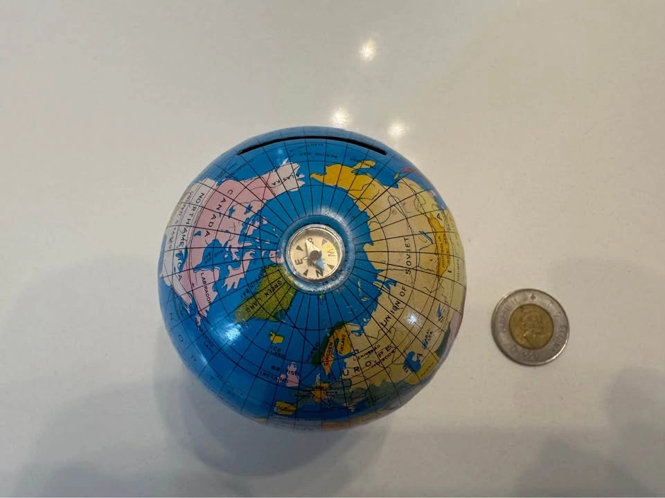 Vintage Tin Bank of the World Globe - photo 5