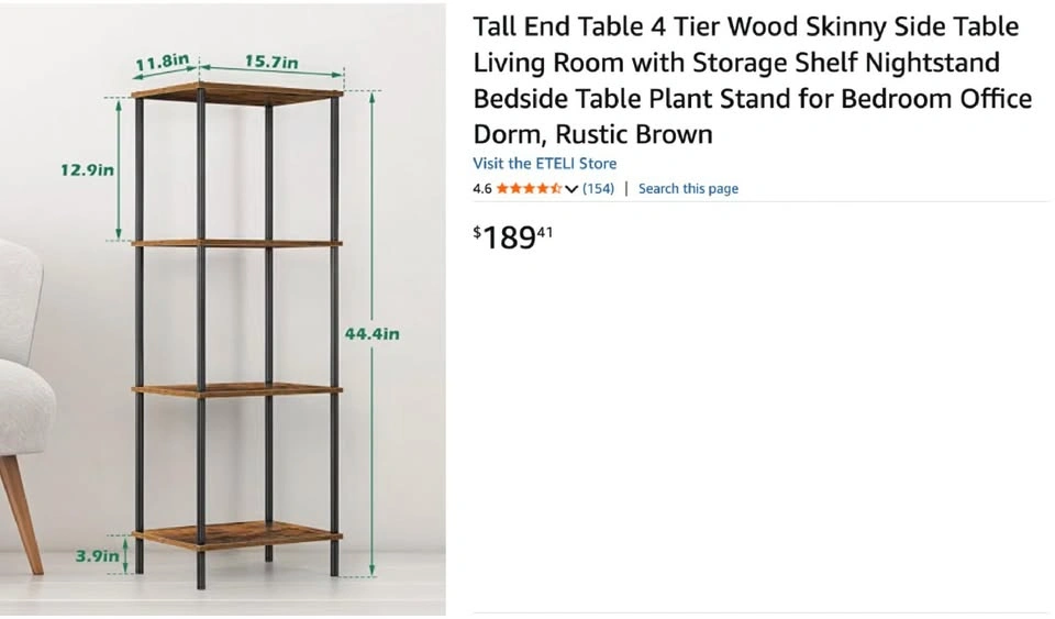 Storage shelf rack nightstand (black) - photo 2