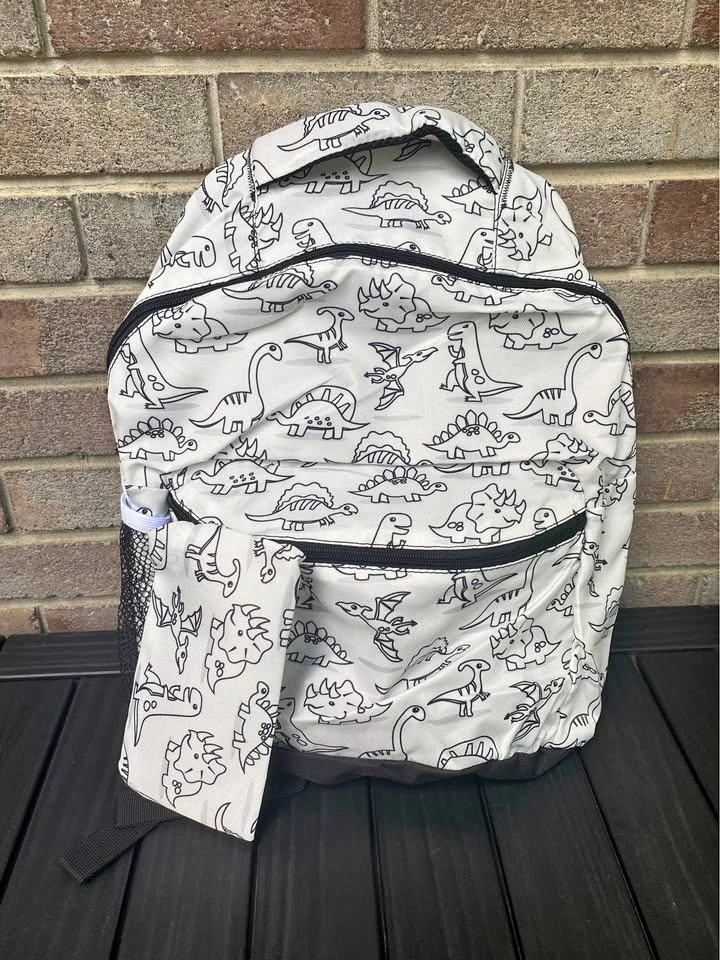 Dinosaur Print Backpack with Matching Pencil Case